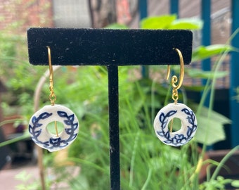 Ceramic Earrings with Gold Plated French Hooks