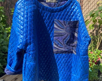 Neon Navy Quilted Sweatshirt