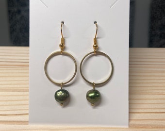 Green Pearl Earrings