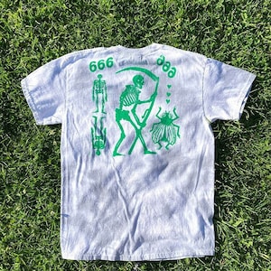 DEATH COLLECTION T-SHIRT, hand printed linocut/block print dyed t-shirt