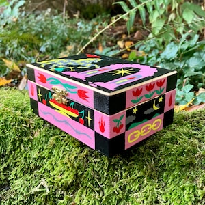 CAJA PARA CARTAS DEL TAROT, caja de almacenamiento pintada a mano para baraja de tarot/baraja de cartas