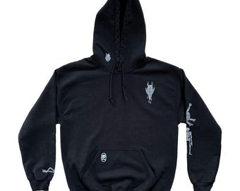 DEMON TIME SWEATSHIRT, hand printed linocut/block print sweatshirt