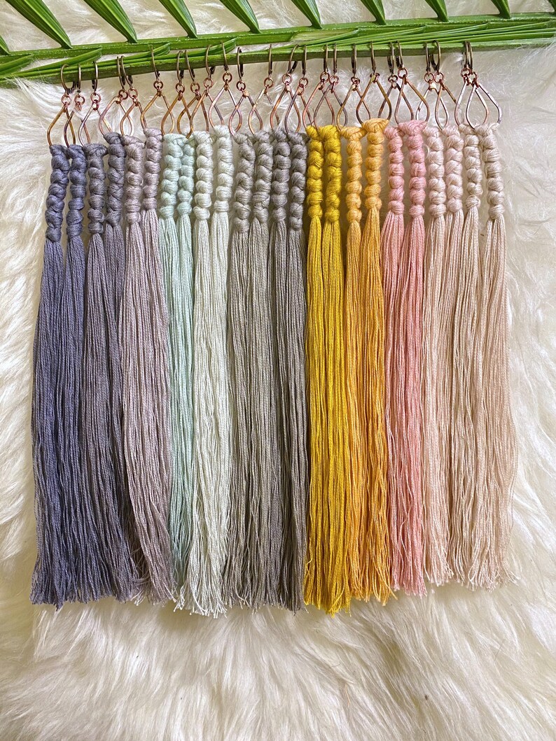 BAKUNAWA Pine \u1736 muted pine green long tassel earrings
