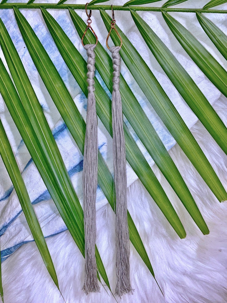 BAKUNAWA Pine \u1736 muted pine green long tassel earrings