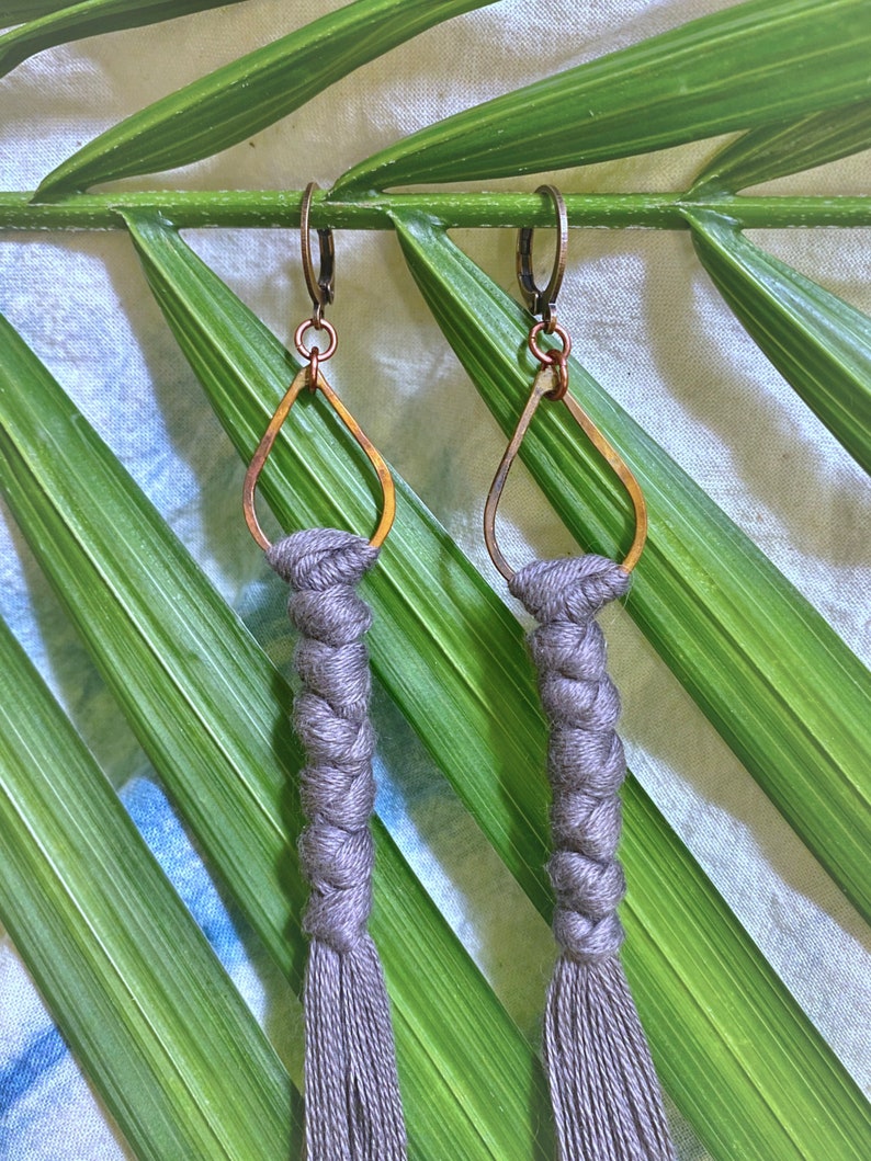 BAKUNAWA Pine \u1736 muted pine green long tassel earrings