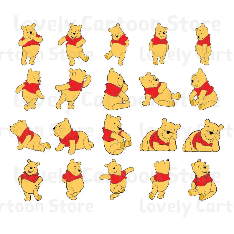 Download Winnie The Pooh Svg Eps Dxf and Png formats 20 Cliparts | Etsy