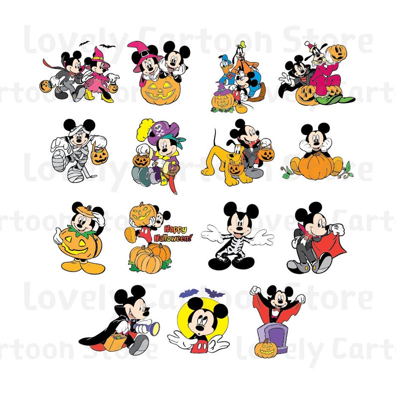Mickey & Friends on Halloween Svg Eps Dxf and Png formats ...