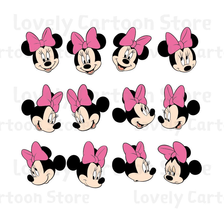 Minnie Mouse Emojis Svg Eps Dxf and Png formats 12 Emojis Etsy