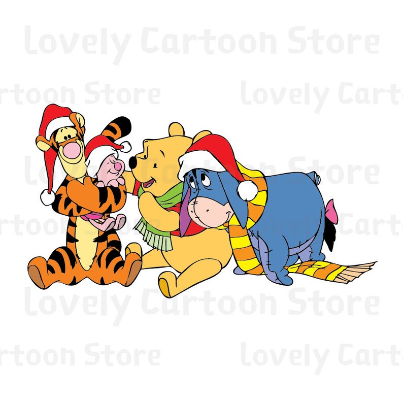 Download Winnie The Pooh & Friends on Christmas Svg Eps Dxf and Png ...