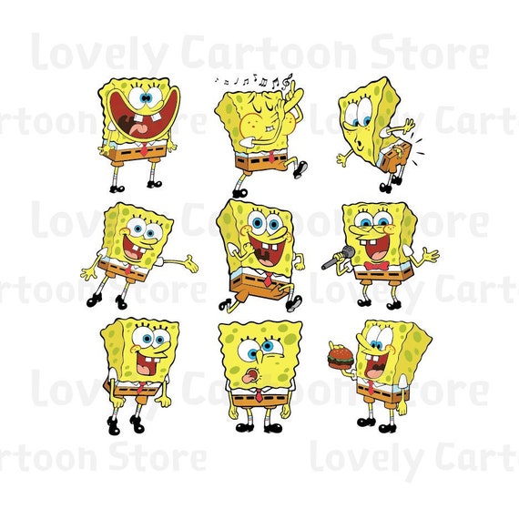 Download Spongebob Svg Eps Dxf And Png Formats 9 Cliparts Digital Etsy