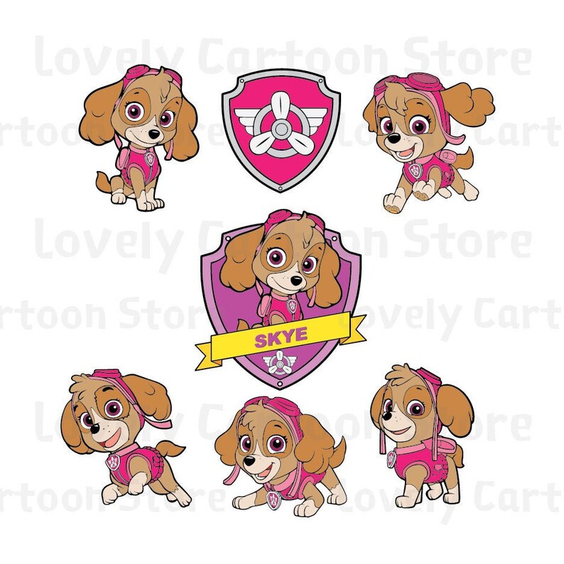 Download Paw Patrol: Skye Svg Eps Dxf and Png formats 7 Cliparts | Etsy