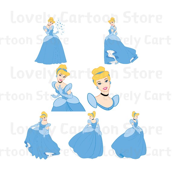 Cinderella Svg Eps Dxf and Png formats 7 Cliparts Disney | Etsy