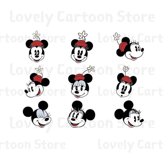 Download Art Collectibles Clip Art Eps Dxf And Png Formats Digital Download Classic Minnie Mouse Emojis Svg 9 Emojis Clipart