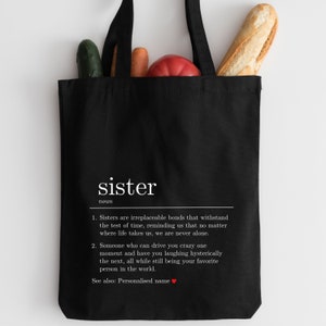 SISTER Definition Tote Bag | Personalised Sister Gift | Special Sister Tote Bag | Personalised Birthday Gift For Sister | Sibling Love Gift