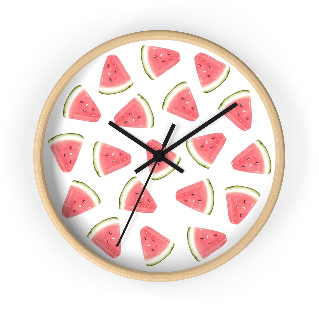 Watermelon Clock Fun Wall Clock Kitchen Clock Fruit Etsy