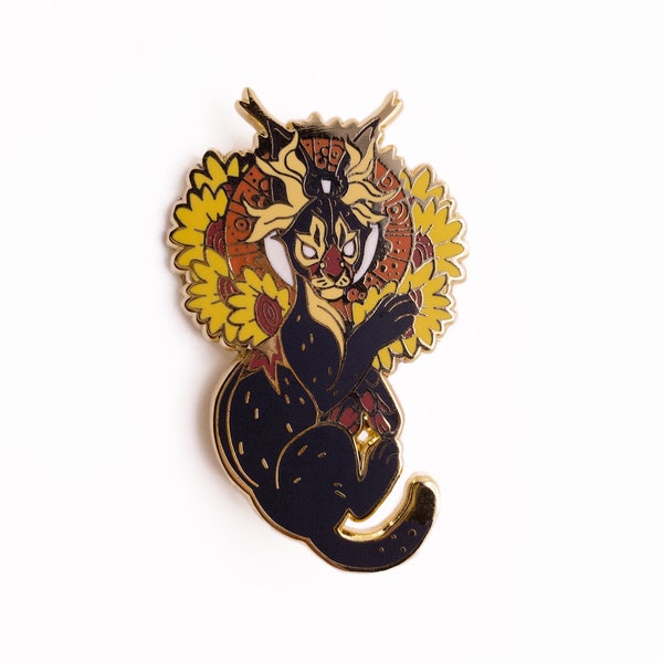 Solar Caracal limited edition enamel pin | cat enamel pin | sun caracal enamel pin | feline enamel pin