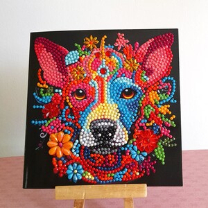 Carte postale chien, carte postale diamant, carte postale anniversaire, carte postale enfant, diamond painting, carte postale fait main.