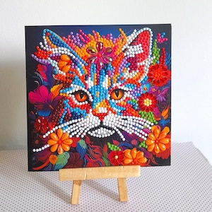 Carte postale chat, carte postale diamant, carte postale animaux, carte postale fait main, carte postale anniversaire, chats, carte postale.