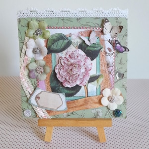 Carte postale fleurs, carte postale roses, carte postale anniversaire femme, carte Fête des mères, carte postale shabby chic, carte main.