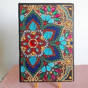 Cuaderno de flores, cuaderno de cumpleaños, cuaderno de pintura de diamantes, cuaderno, regalo de Navidad, cuaderno hecho a mano, cuaderno de diamantes de imitación, regalo.