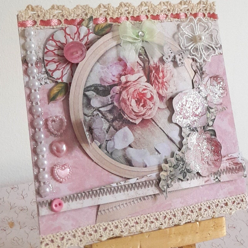 Carte postale fleurs, carte postale shabby chic, carte postale roses, carte postale Fête des mères, carte postale anniversaire femme, roses. image 5
