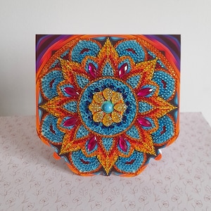 Carte postale Mandala, carte diamond painting, carte postale anniversaire, Mandala, carte postale Fête des mères, carte postale fait main.