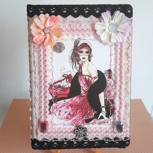 Shabby chic notebook, 1900s women&#39;s notebook, Roaring Twenties women&#39;s notebook, Christmas gift, handmade notebook, notebook, women&#39;s birthday gift.