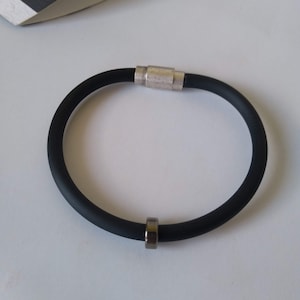 Rubber Bracelet for Man Magnetic Clasp Man Bracelet Black Rubber Bracelet Gift for Him Gift for Father Gift for Boyfriend Husband Gift