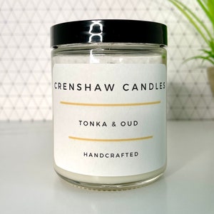 Tonka and Oud Soy Candle 8oz-4oz Jar | Gift for Him | Gift for Her | Housewarming Gift.