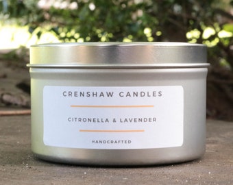 Citronella & Lavender patio candle Keep those pesky mosquitoes away Handmade Soy Candle in 8oz Candle Tin.