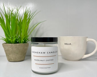 Hazelnut Coffee  Handmade Soy Candle 4oz-8oz A Gift For Coffee Lovers.