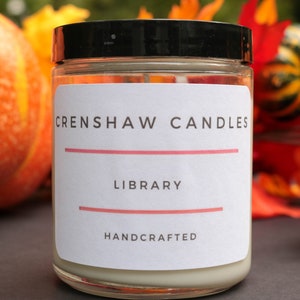 Library Soy Candle 8oz Jar | Gift for Him | Gift for Her | Housewarming Gift | Book Candle Scent︱Book Inspired Candle︱Literary Candle.