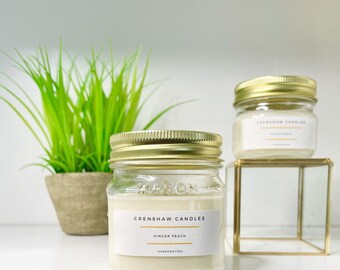 Ginger Peach Soy Candle 4oz-8oz | Gift for Him | Gift for Her | Housewarming Gift.