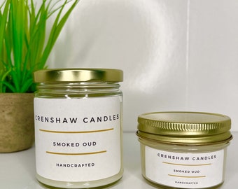 Smoked Oud Soy Candle 4oz-8oz | Housewarming Gift | Host Gift | Gift for him