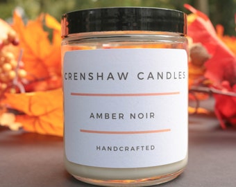 Amber Noir Candle 8oz Jar | Gift for Him | Gift for Her | Housewarming Gift.