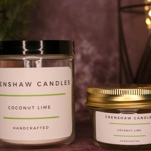 Coconut & Lime Soy Candles 4oz- 8oz | Gift for Him | Gift for Her | Housewarming Gift.