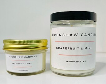 Grapefruit and Mint Soy Candle 8oz-4oz | Birthday Gift.