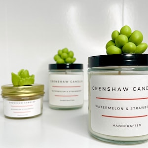 Watermelon & Strawberry Soy Candle 4oz-8oz | Summer Candle | Gift for Him | Gift for Her | Housewarming Gift.
