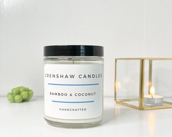 Vela de soja de bambú y coco / 8 oz / Hecha a mano
