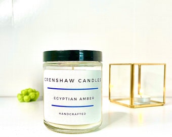 Egyptian Amber Candle: Musk Aroma, Sandalwood, Patchouli - 8oz Soy Wax Candle