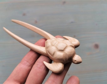 wooden hair comb Exclusive Hand Carved Wooden Hair Fork Turtle wooden hairpin wooden hair fork bun holder hair stick wooden barrette