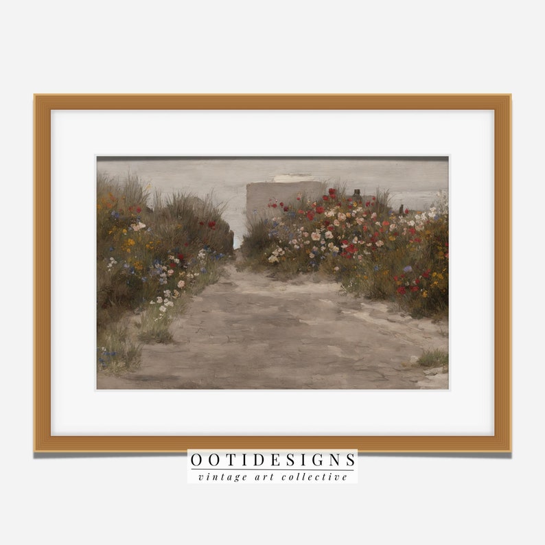 Vintage Seaside Landscape Painting Vintage Coastal Flowers at Beach House Wall Art Digital PRINTABLE 242 image 4