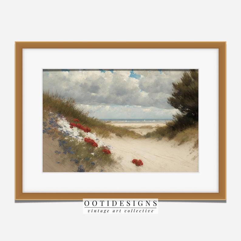 Vintage Coastal Seaside Flower Painting Beach House Wall Art Decor Coastal Beach Flowers Painting PRINTABLE 247 image 2