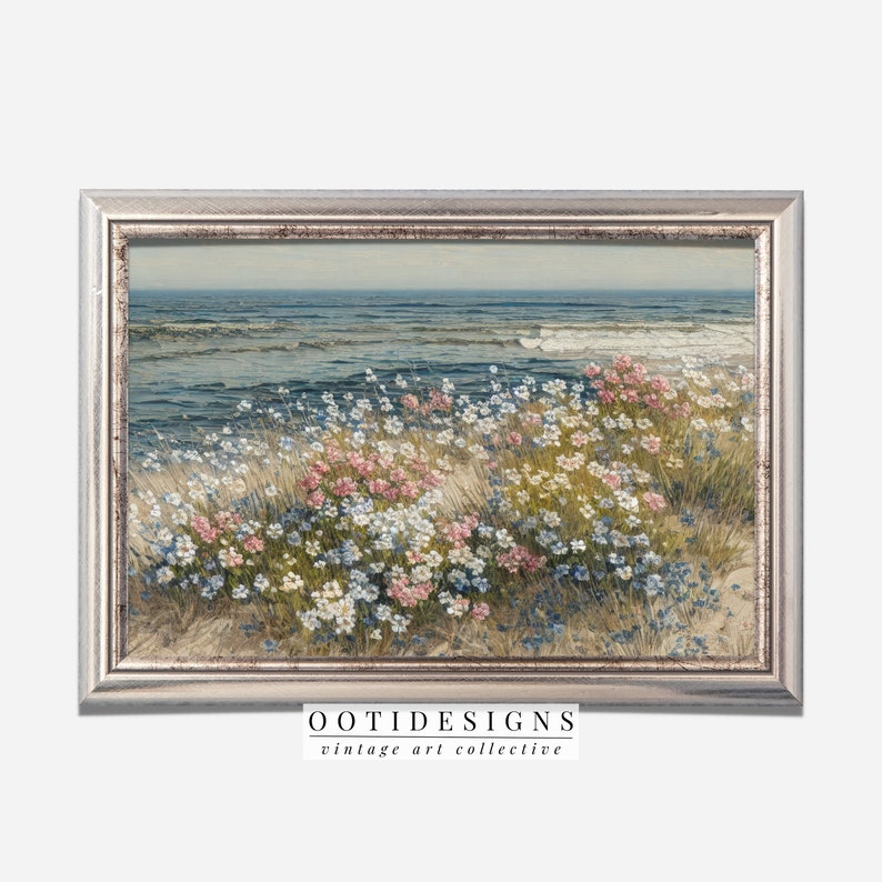 Vintage Coastal Seaside Painting Beach House Wall Art Decor Flowers PRINTABLE 74 image 9