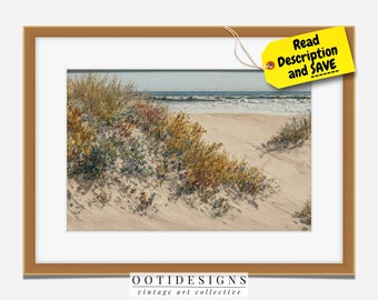 Vintage Coastal Seaside Painting | Beach House Wall Art Decor Flowers | PRINTABLE | 109