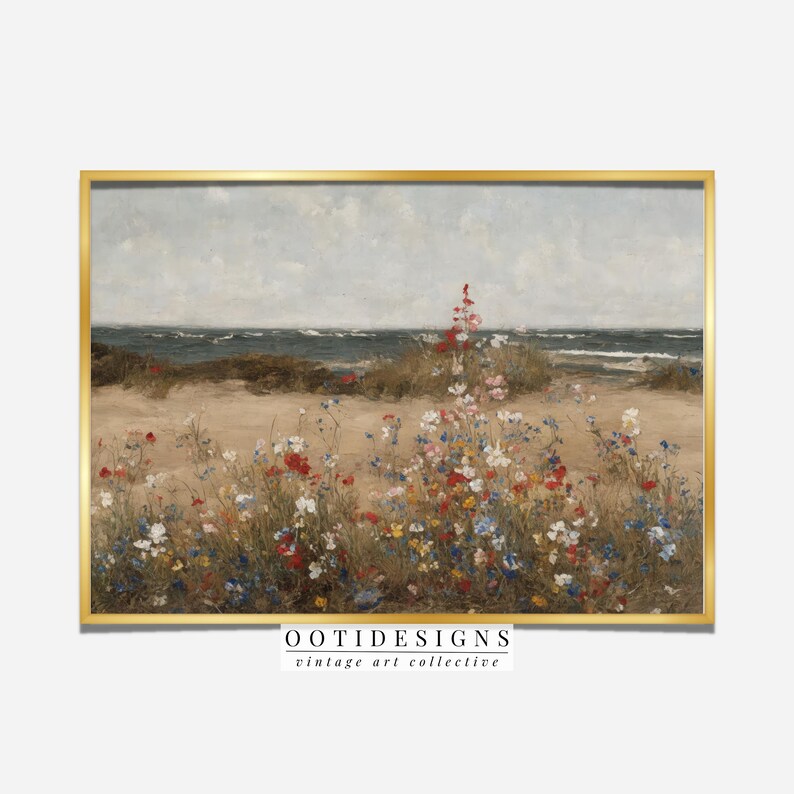 Printable Wildflower Field Beach Landscape Oil Painting, Vintage Landscape Art Print, Country Field Wall Art Digital Download PRINTABLE 233 image 8