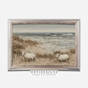 Vintage Coastal Beach Painting Seaside Sheep on Beach PRINTABLE 183 image 8