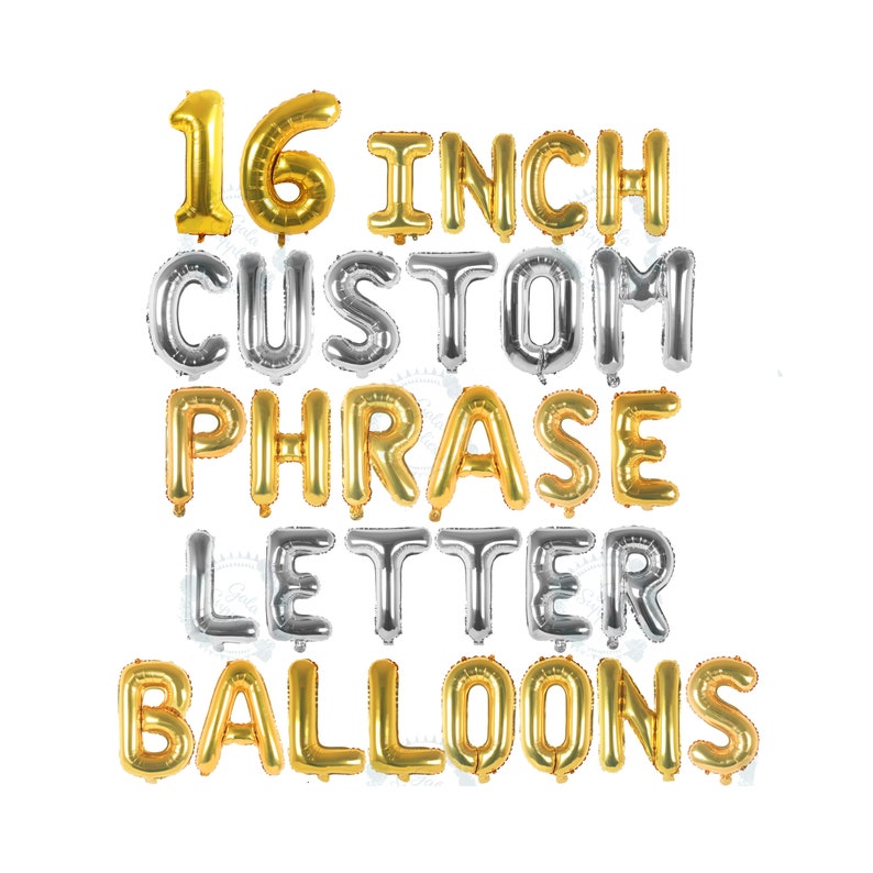 Silver & Gold Letter Balloons Custom Balloon Letters for Etsy