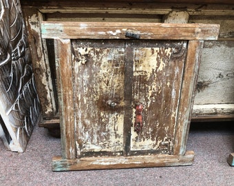 Interesting Vintage Teak Window Mirror