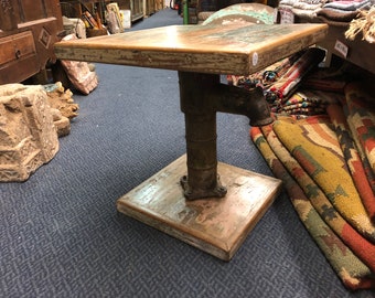 Interesting Striking Reclaimed 'Old Pump' Side-Table